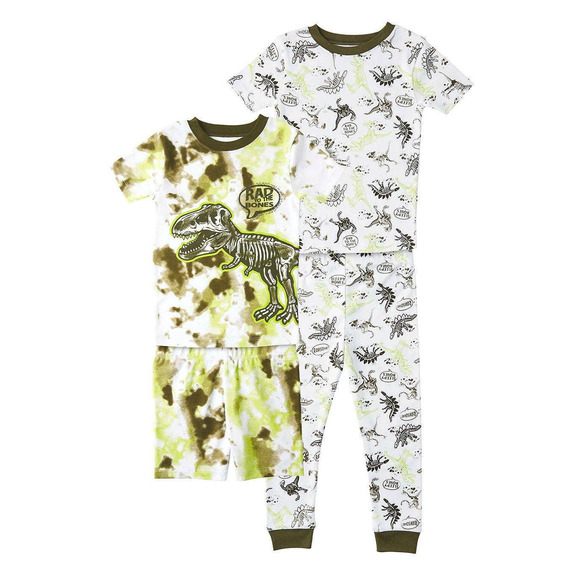 Boys 2T Cotton Short Sleeve 4 Piece Pajama Set 2T Dinosaurs (1) Shorts (1) Pants - Picture 2 of 9